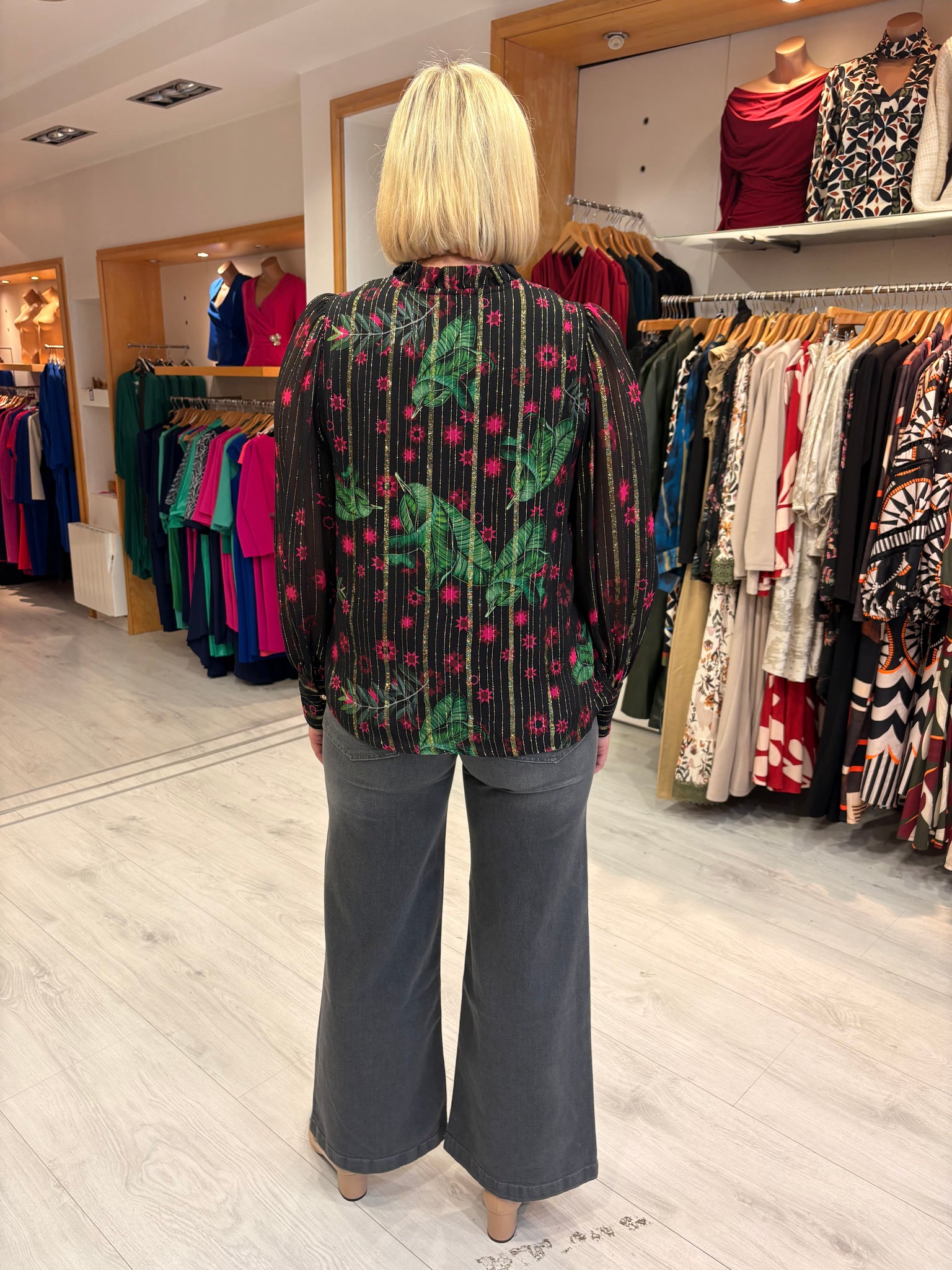 Emily Lovelock Printed Sheer Blouse