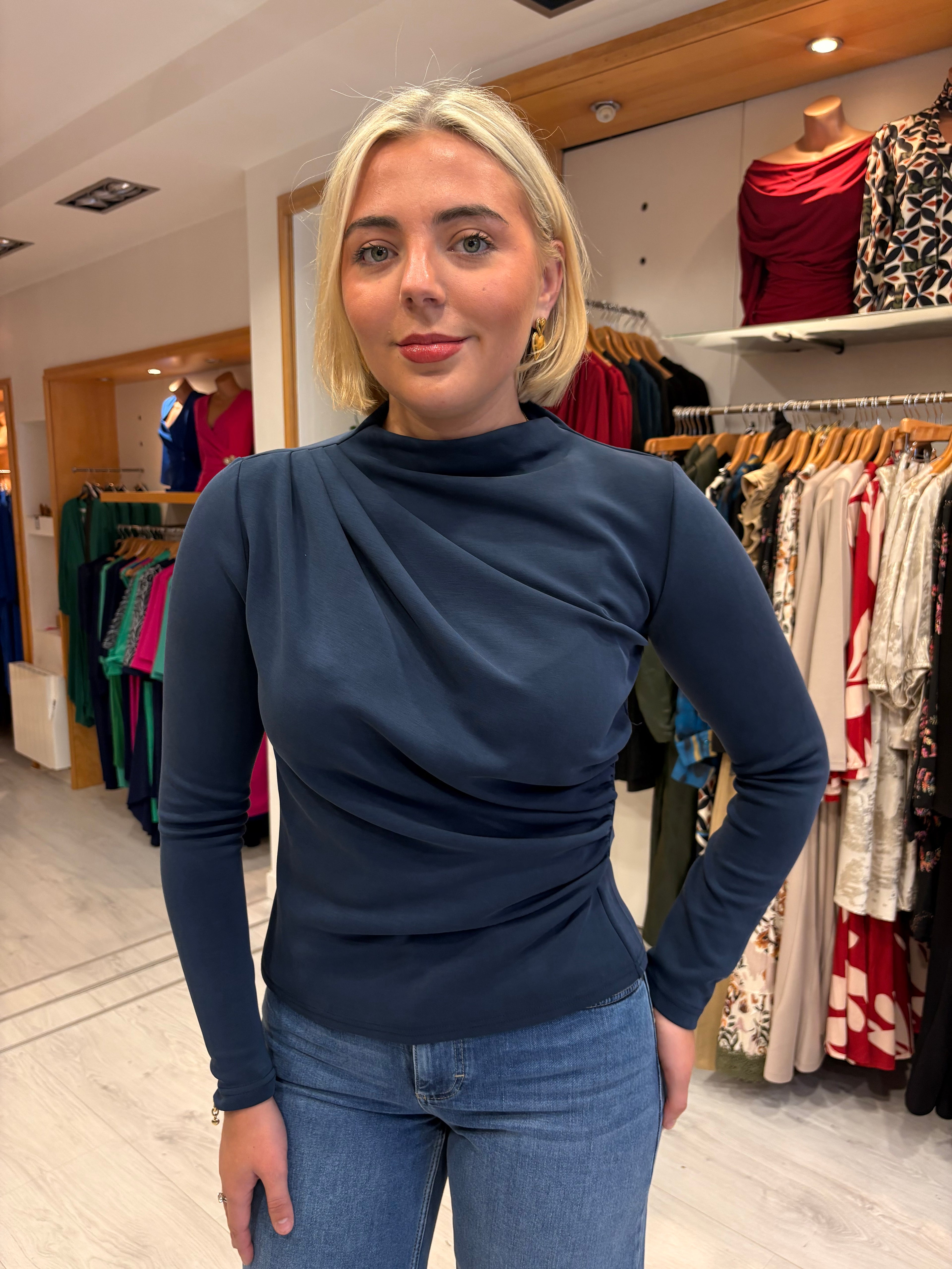 My Essential Wardrobe Navy Draped Top