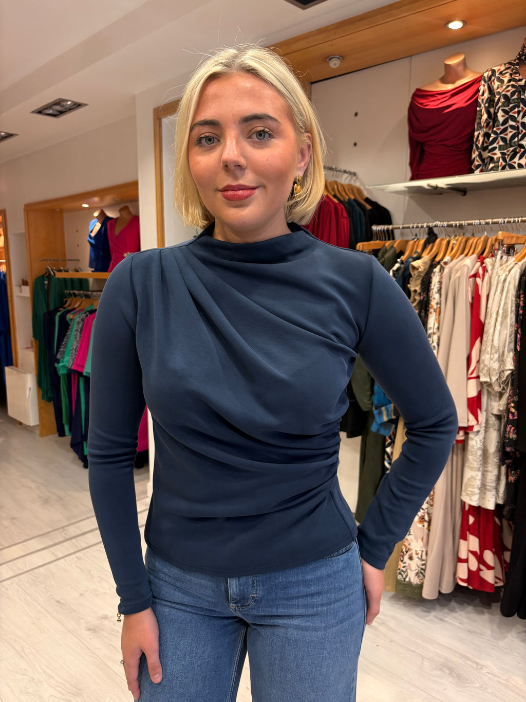 My Essential Wardrobe Navy Draped Top