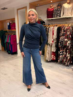My Essential Wardrobe Navy Draped Top