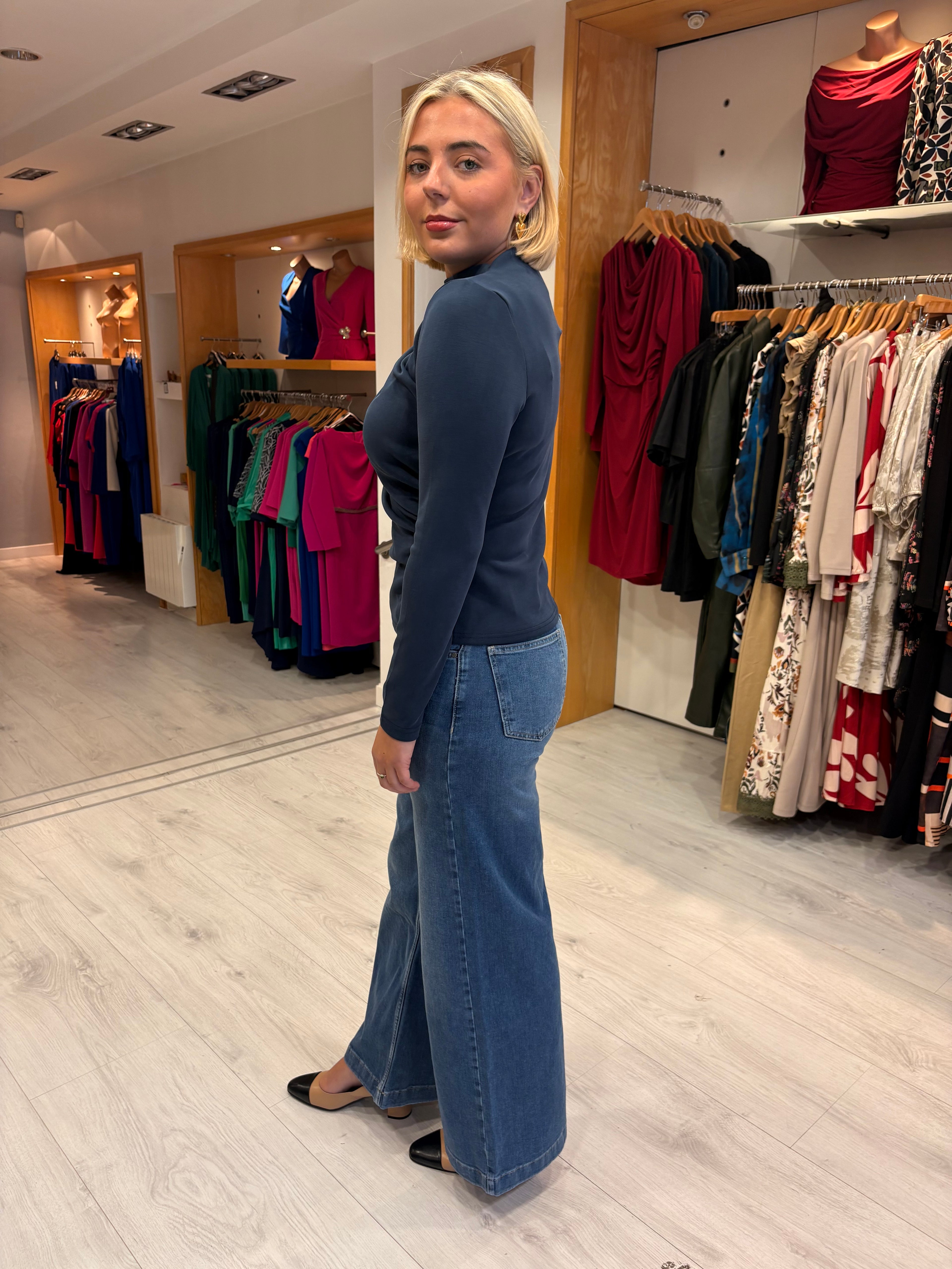Yaya Blue Wide Leg Jean