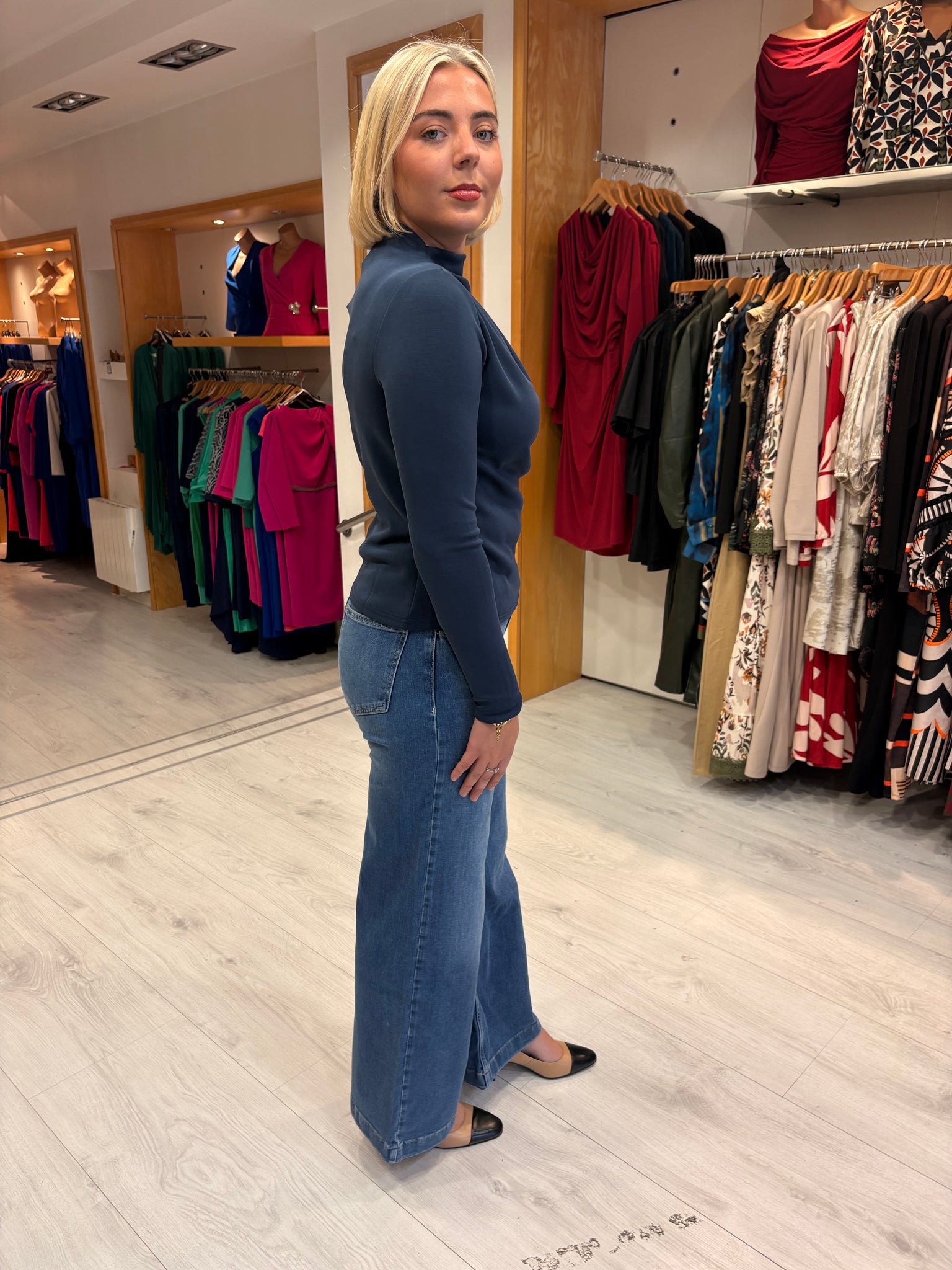My Essential Wardrobe Navy Draped Top