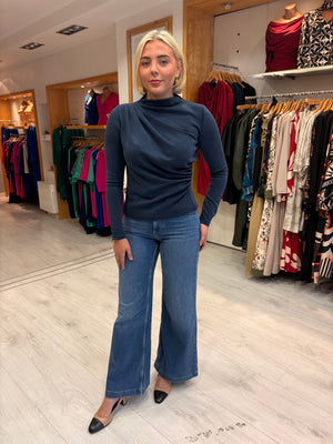 My Essential Wardrobe Navy Draped Top