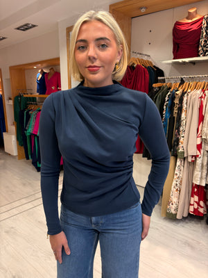 My Essential Wardrobe Navy Draped Top