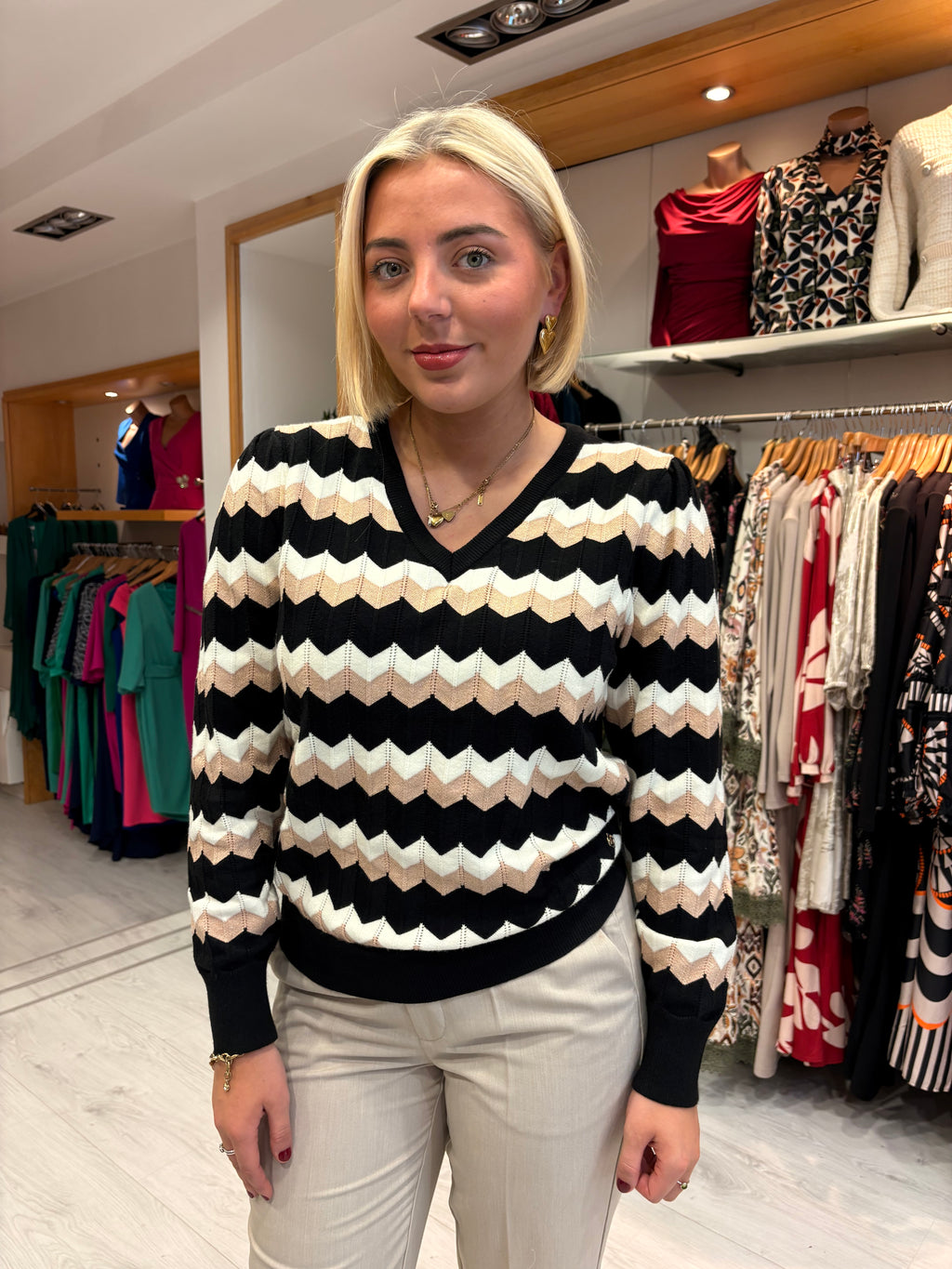 Smashed Lemon Zig-Zag Knit Jumper