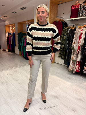 Smashed Lemon Black & Beige Wave Stripe Jumper