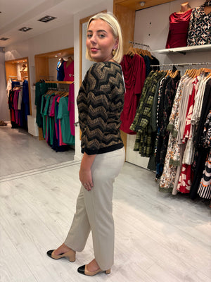 Smashed Lemon Black & Gold Wave Knit Top