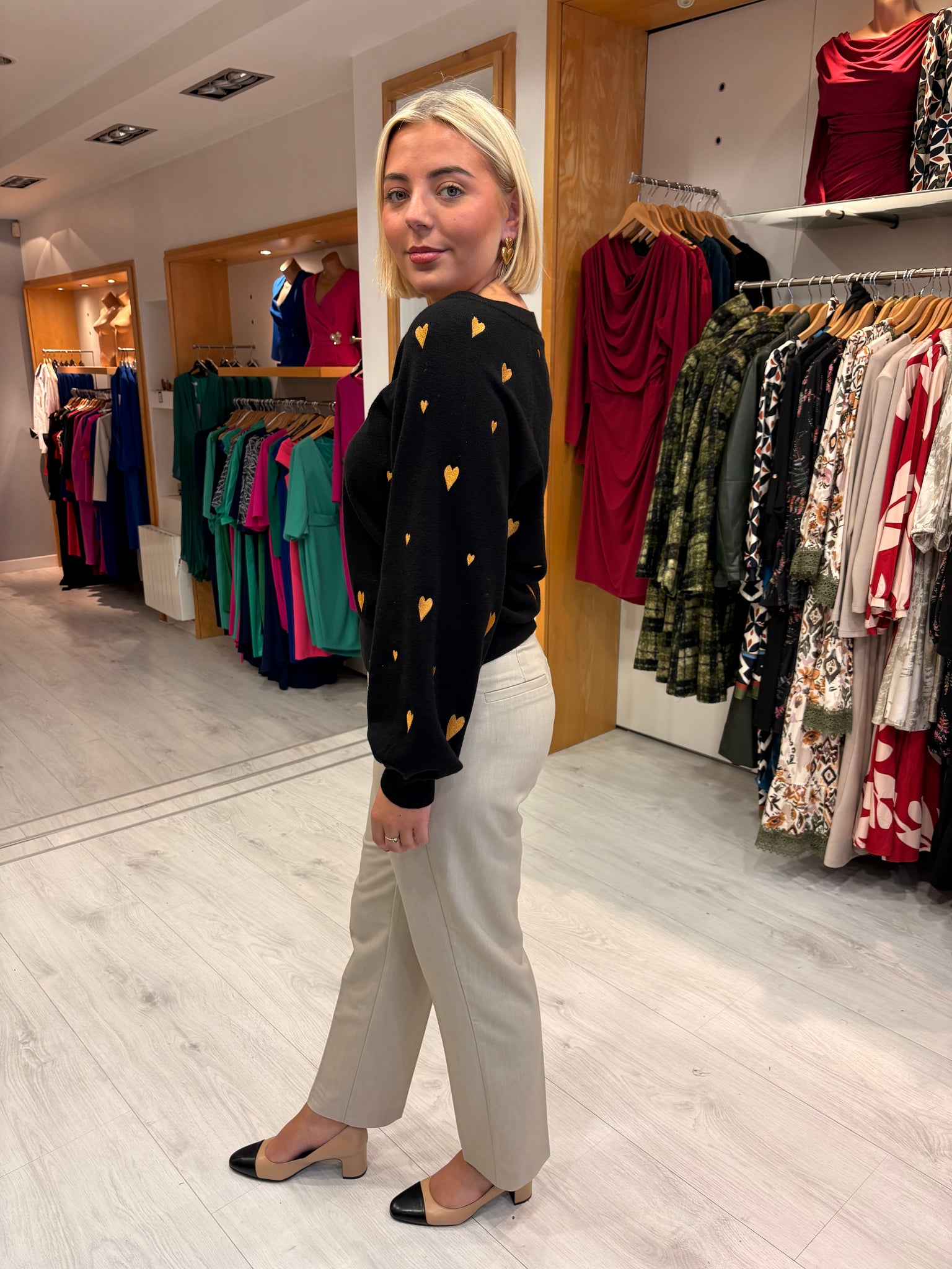 Smashed Lemon Black & Mustard Heart Jumper