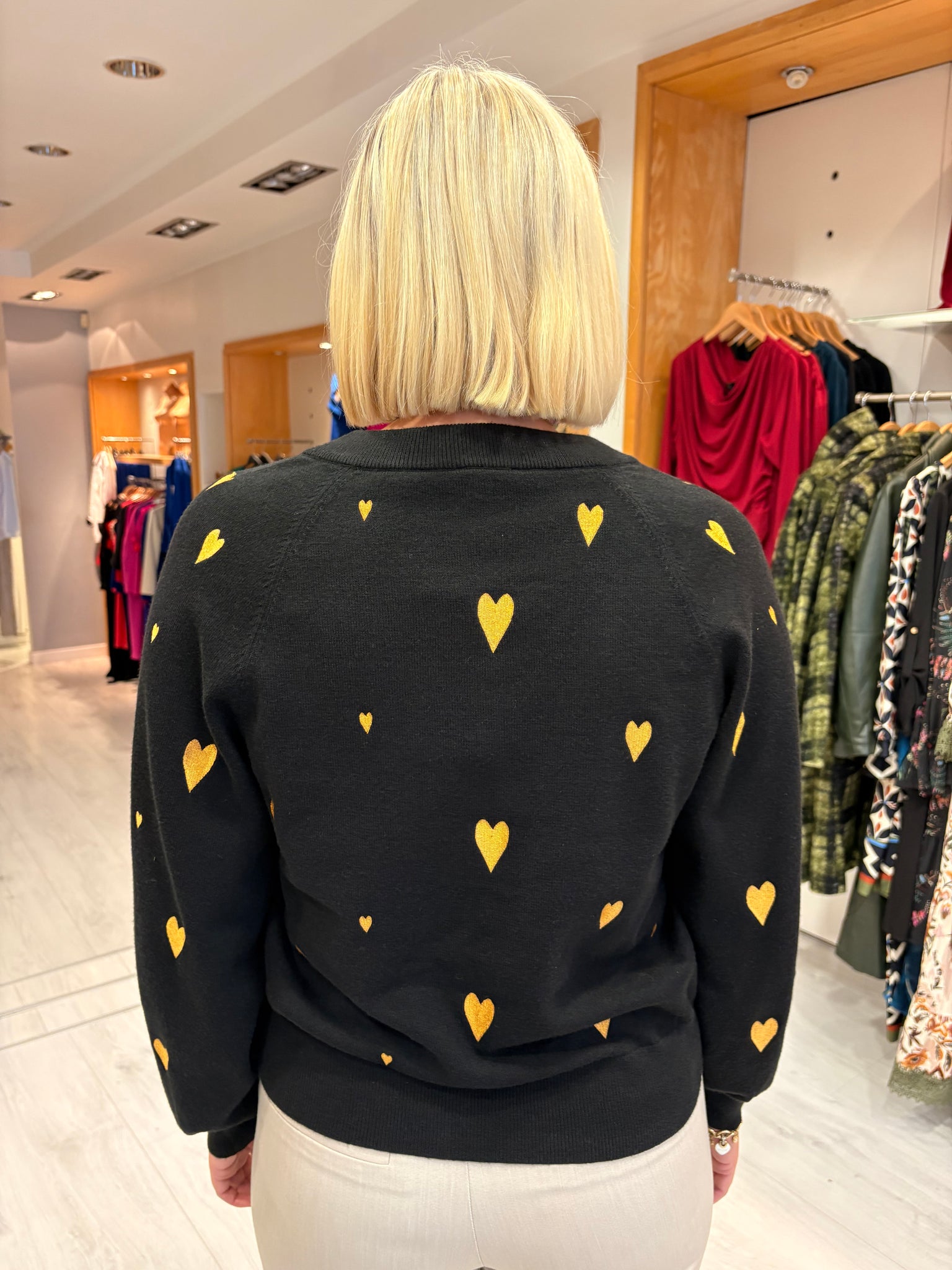 Smashed Lemon Black & Mustard Heart Jumper