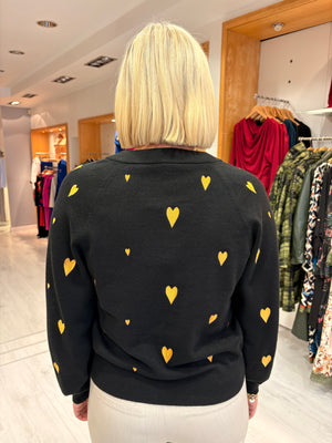Smashed Lemon Black & Mustard Heart Jumper