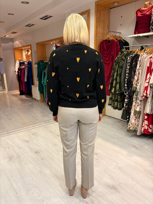 Smashed Lemon Black & Mustard Heart Jumper
