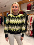 Smashed Lemon Green & Black Zig-Zag Jumper