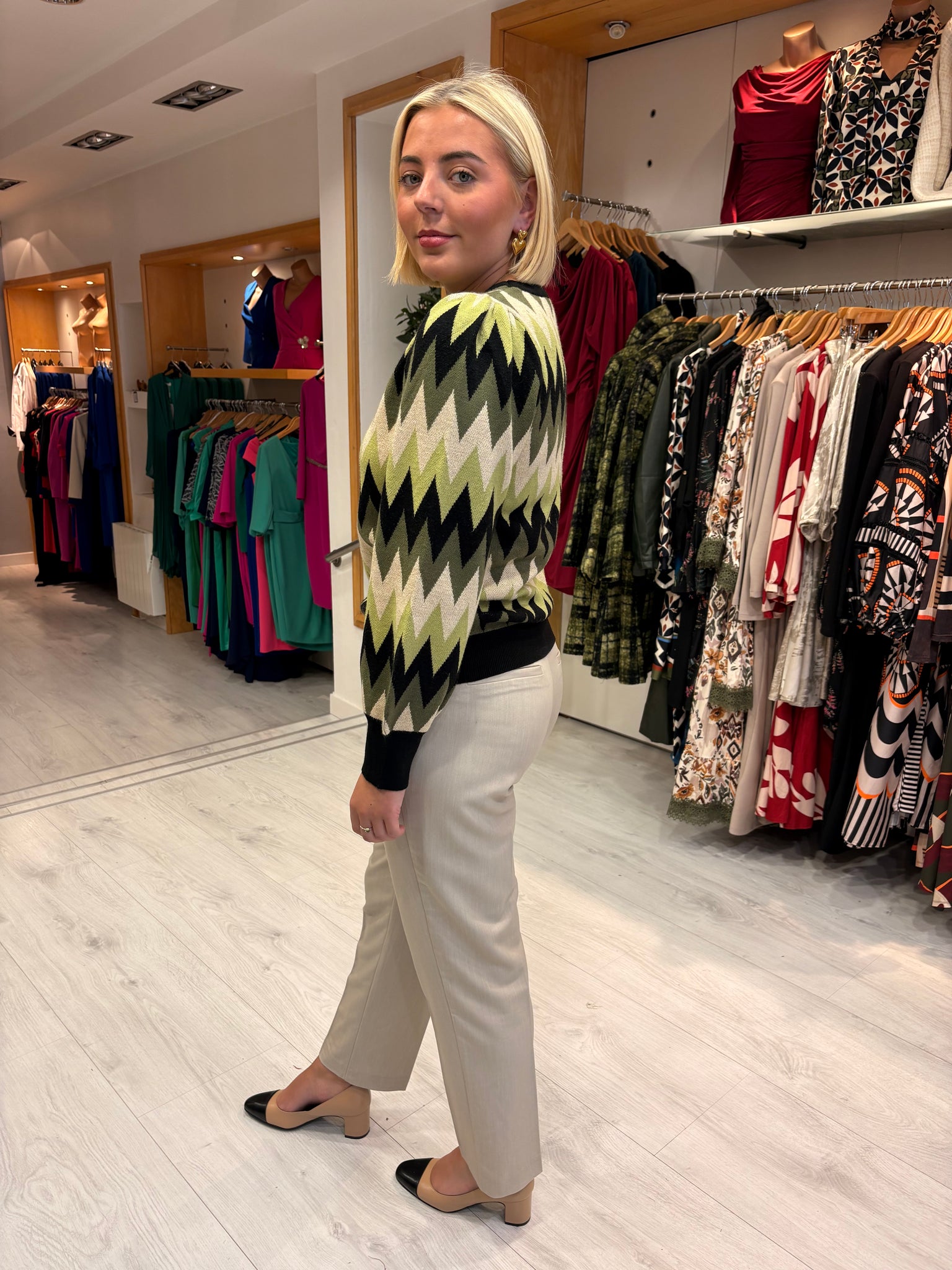 Smashed Lemon Green & Black Zig-Zag Jumper