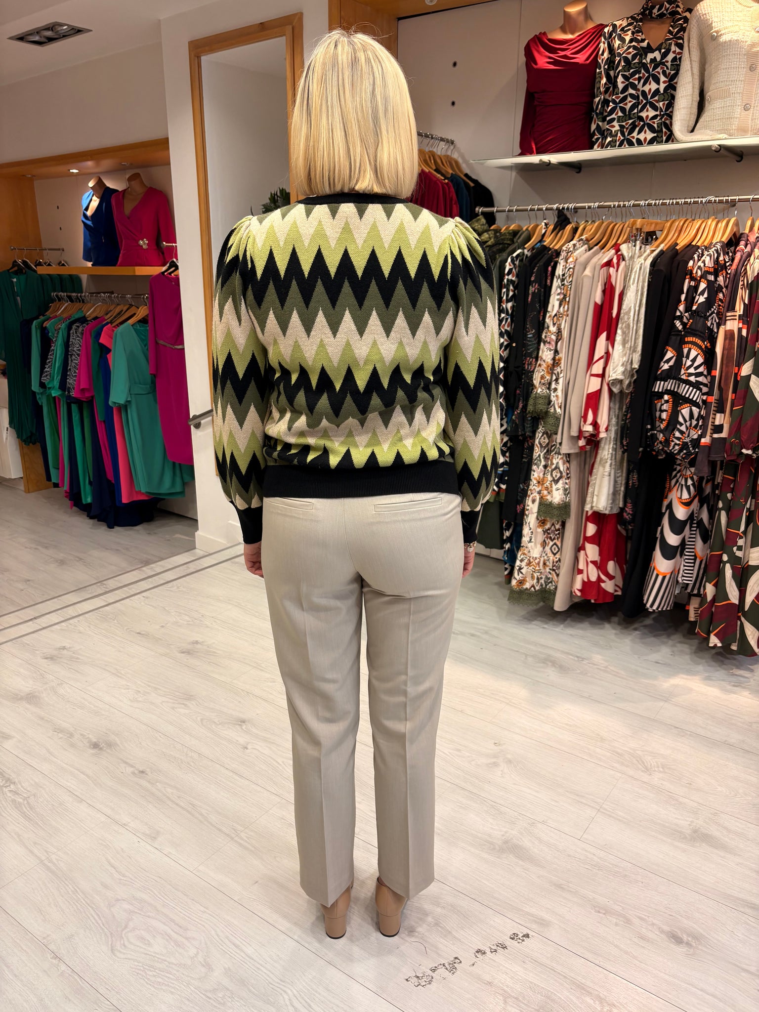 Smashed Lemon Green & Black Zig-Zag Jumper