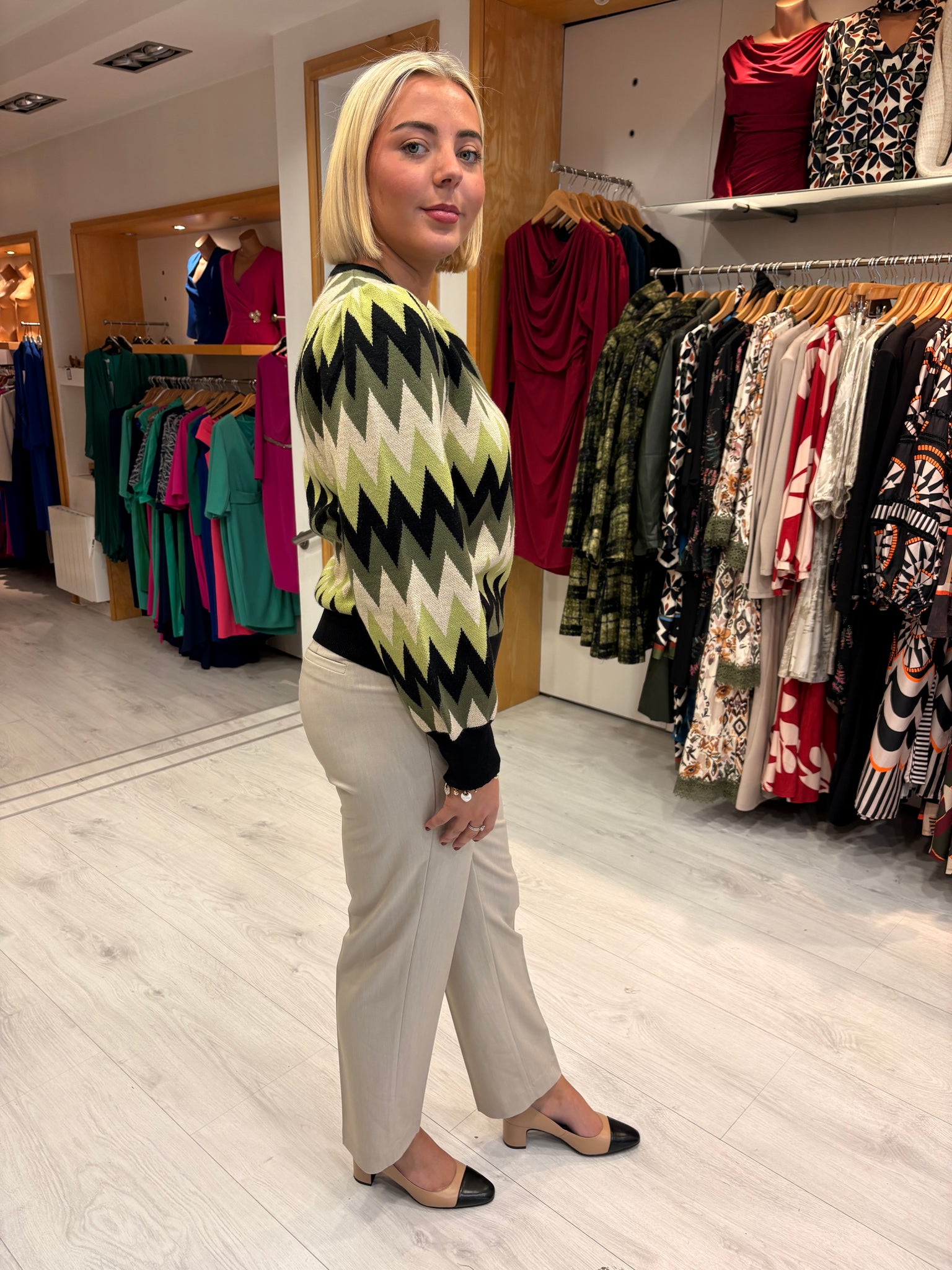 Smashed Lemon Green & Black Zig-Zag Jumper