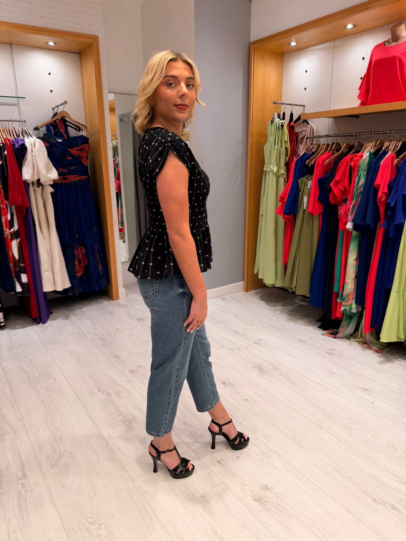 Soaked Polka Dot Ruched Top