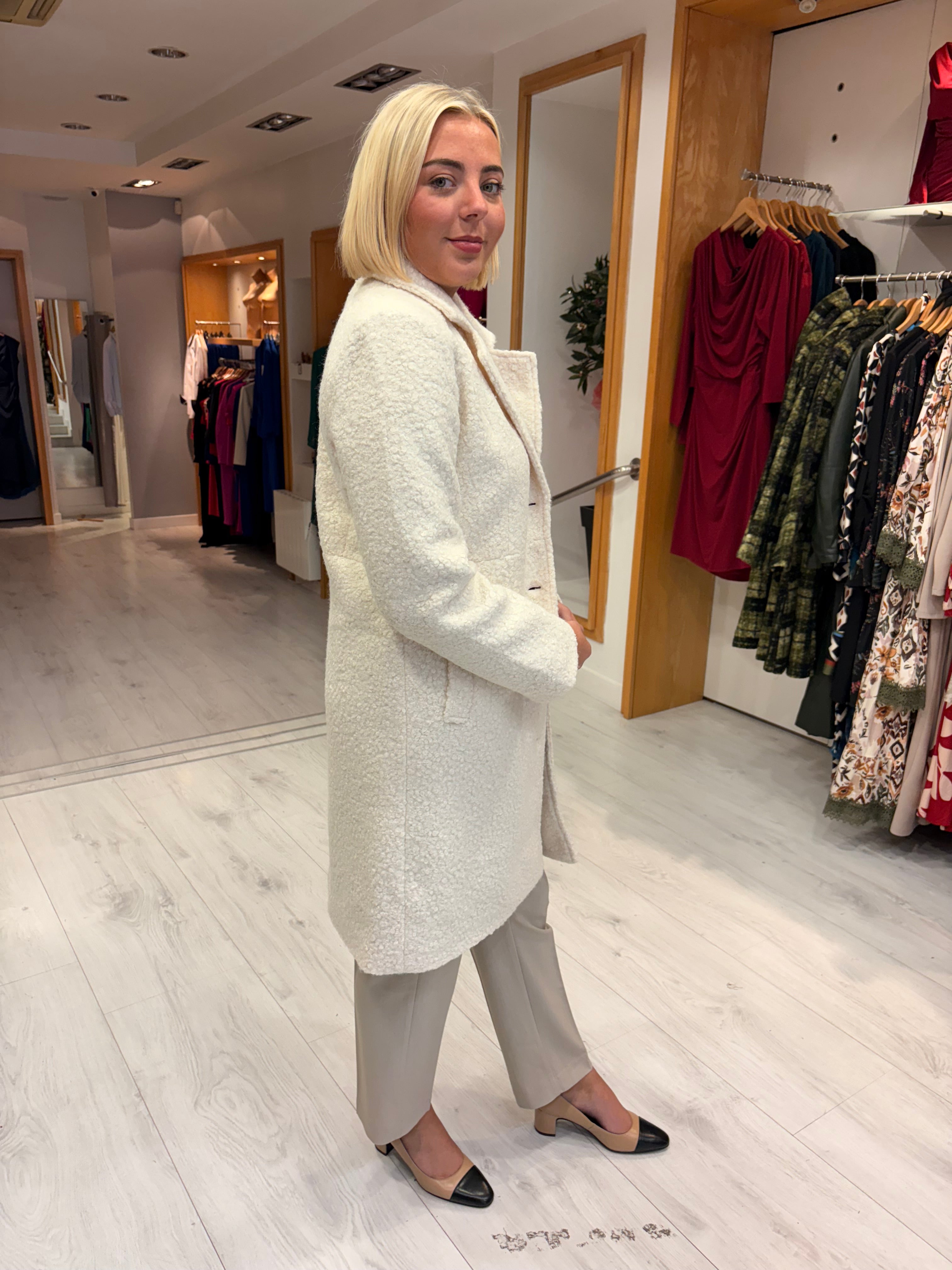 Smashed Lemon Cream Textured Coat