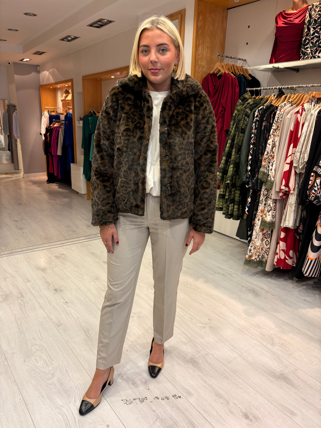 Smashed Lemon Brown Leopard Faux Fur Coat