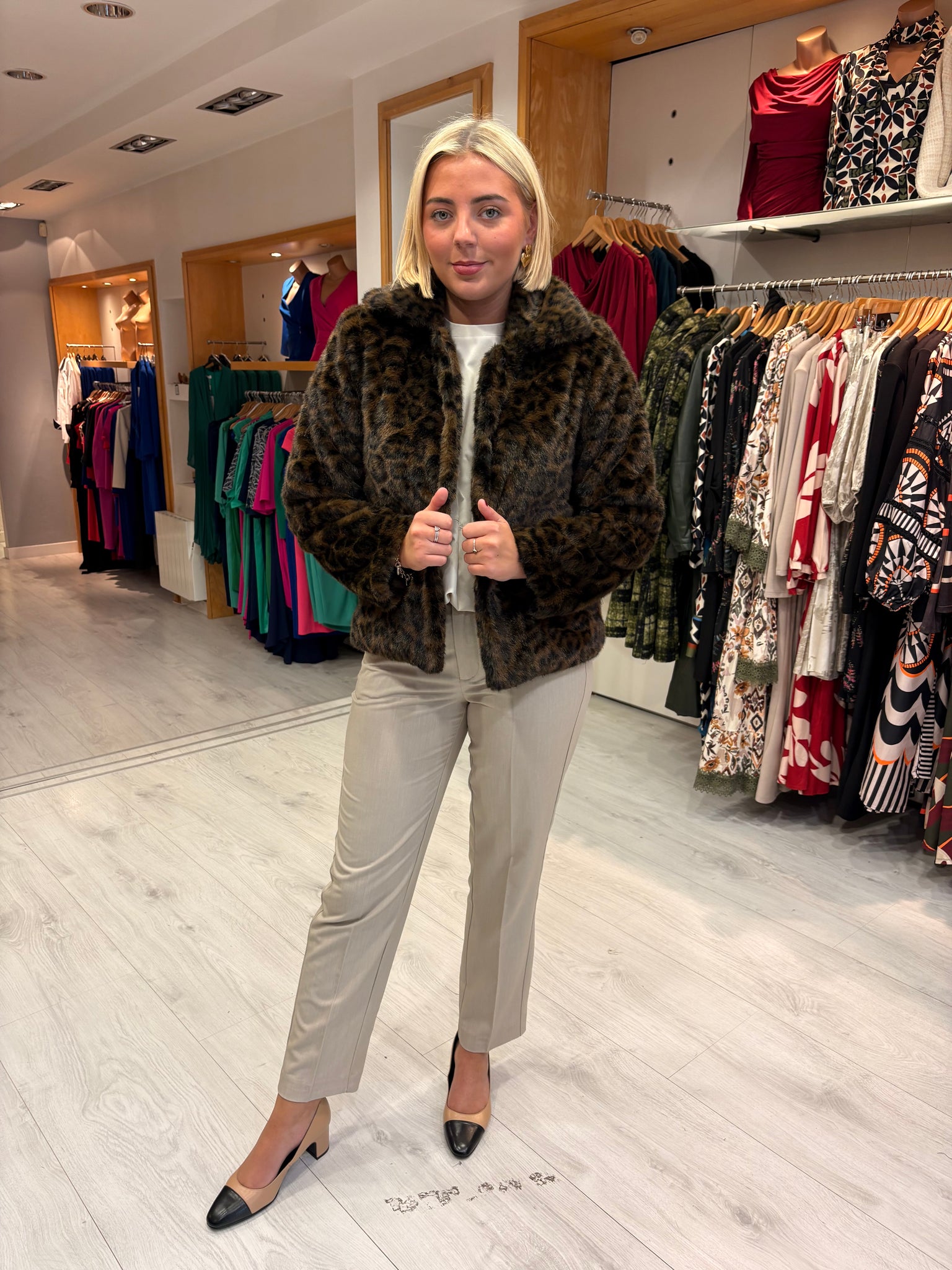 Smashed Lemon Brown Leopard Faux Fur Coat