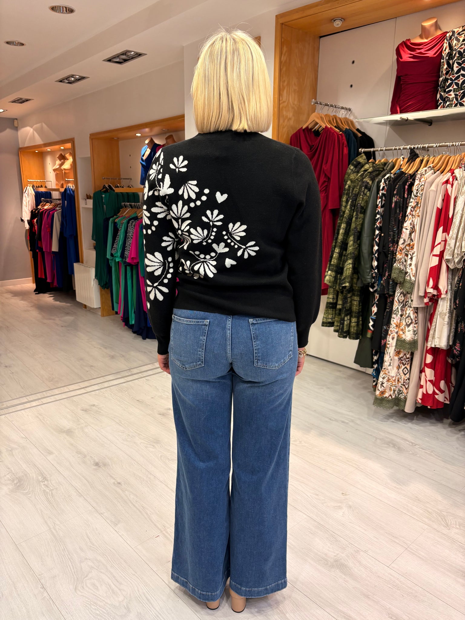 Smashed Lemon Black & White Floral Jumper