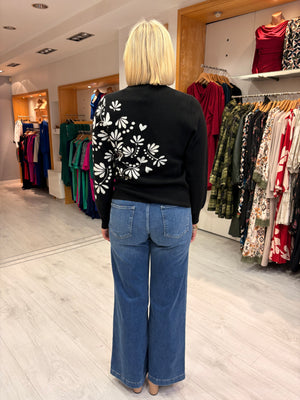 Smashed Lemon Black & White Floral Jumper