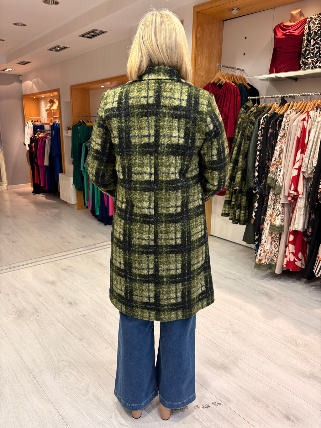 Smashed Lemon Green & Black Checked Coat