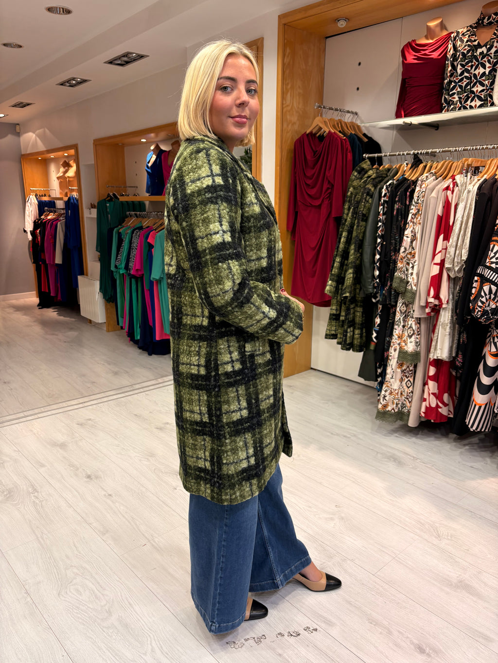 Smashed Lemon Green & Black Checked Coat