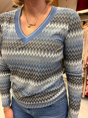 Smashed Lemon Blue & Grey Zig-Zag Jumper