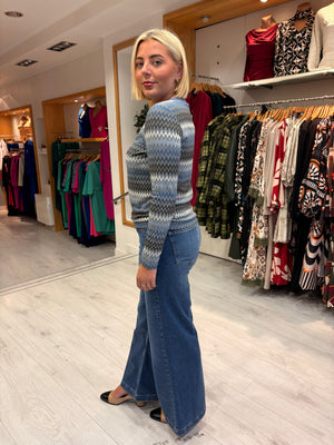 Smashed Lemon Blue & Grey Zig-Zag Jumper
