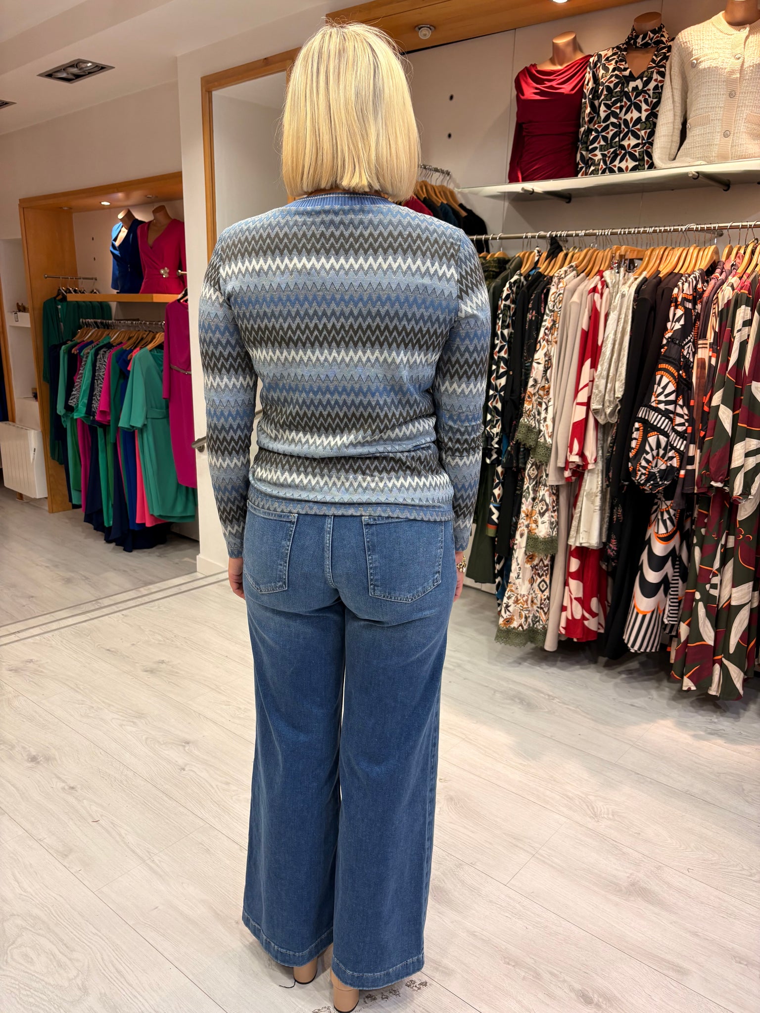 Smashed Lemon Blue & Grey Zig-Zag Jumper