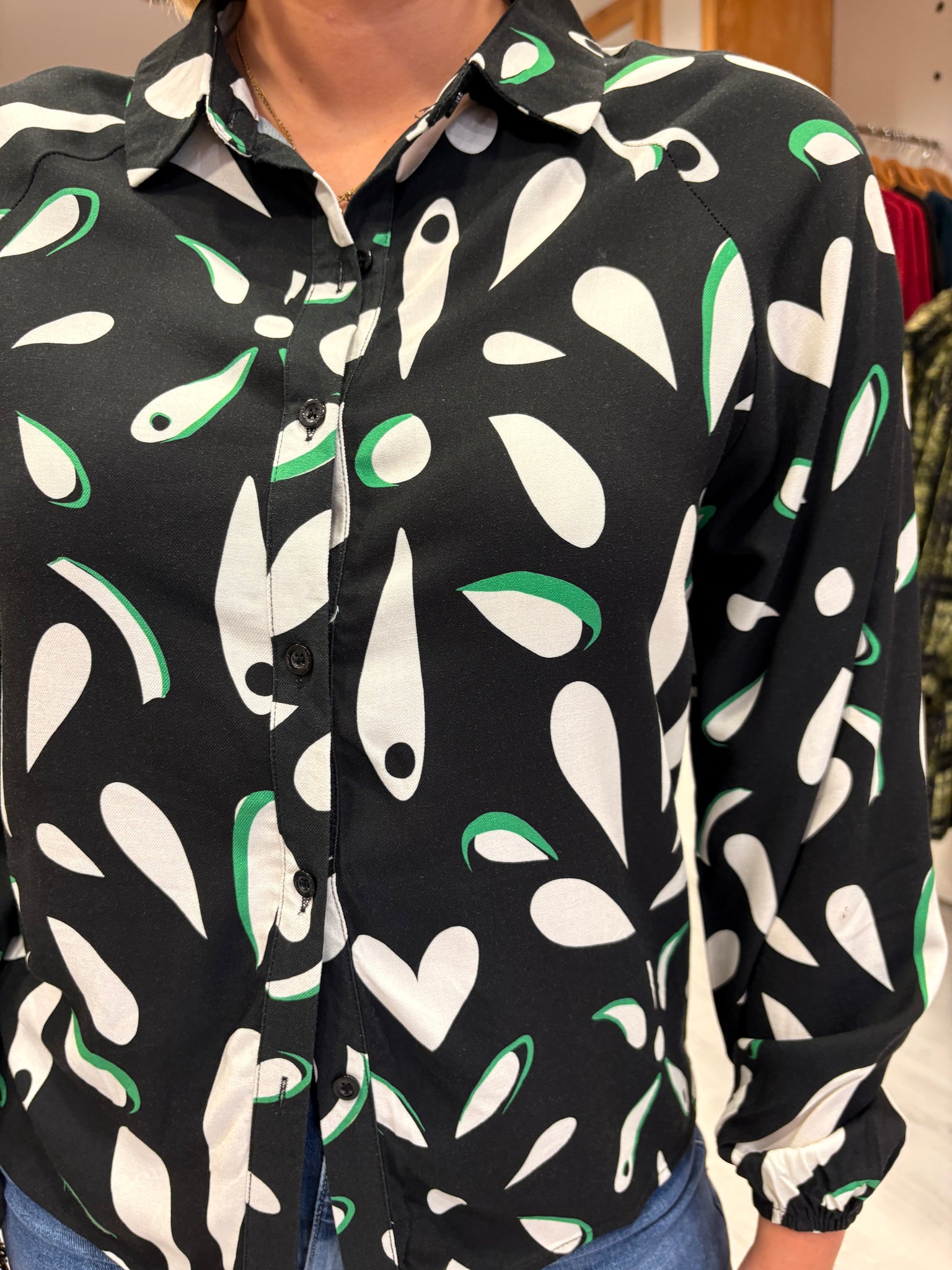 Smashed Lemon Black & White Abstract Print Blouse