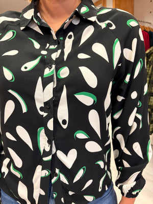 Smashed Lemon Black & White Abstract Print Blouse