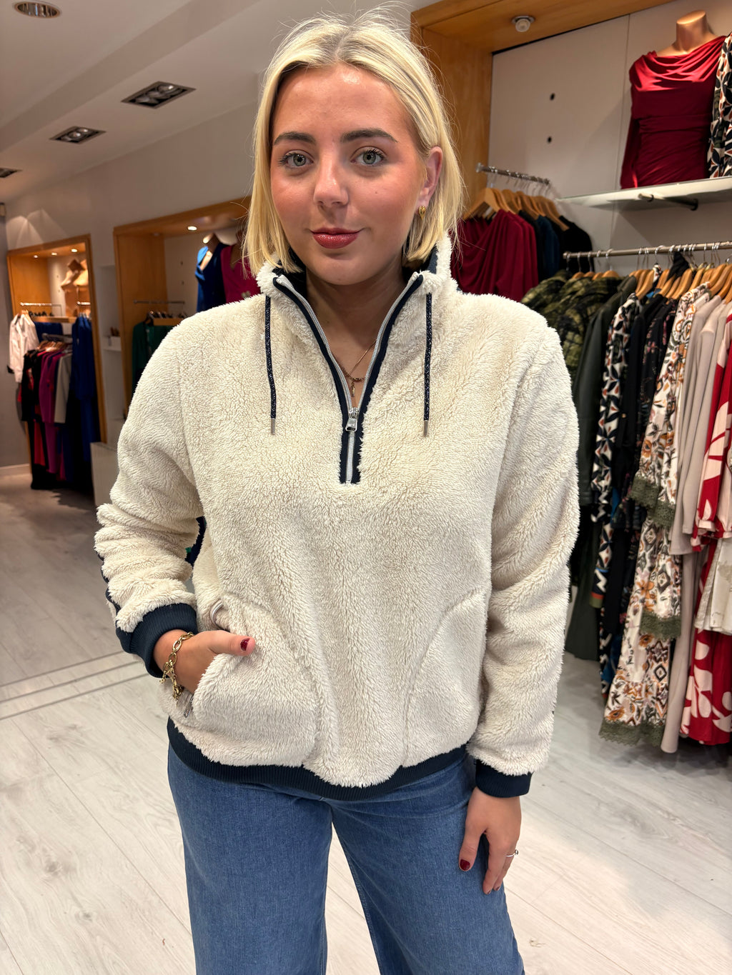 HV Polo Cream Half-Zip Fleece