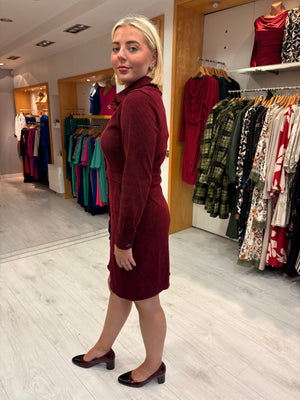 Smashed Lemon Burgundy Corduroy Shirt Dress