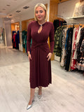 Nissa Burgundy Keyhole Midi Dress