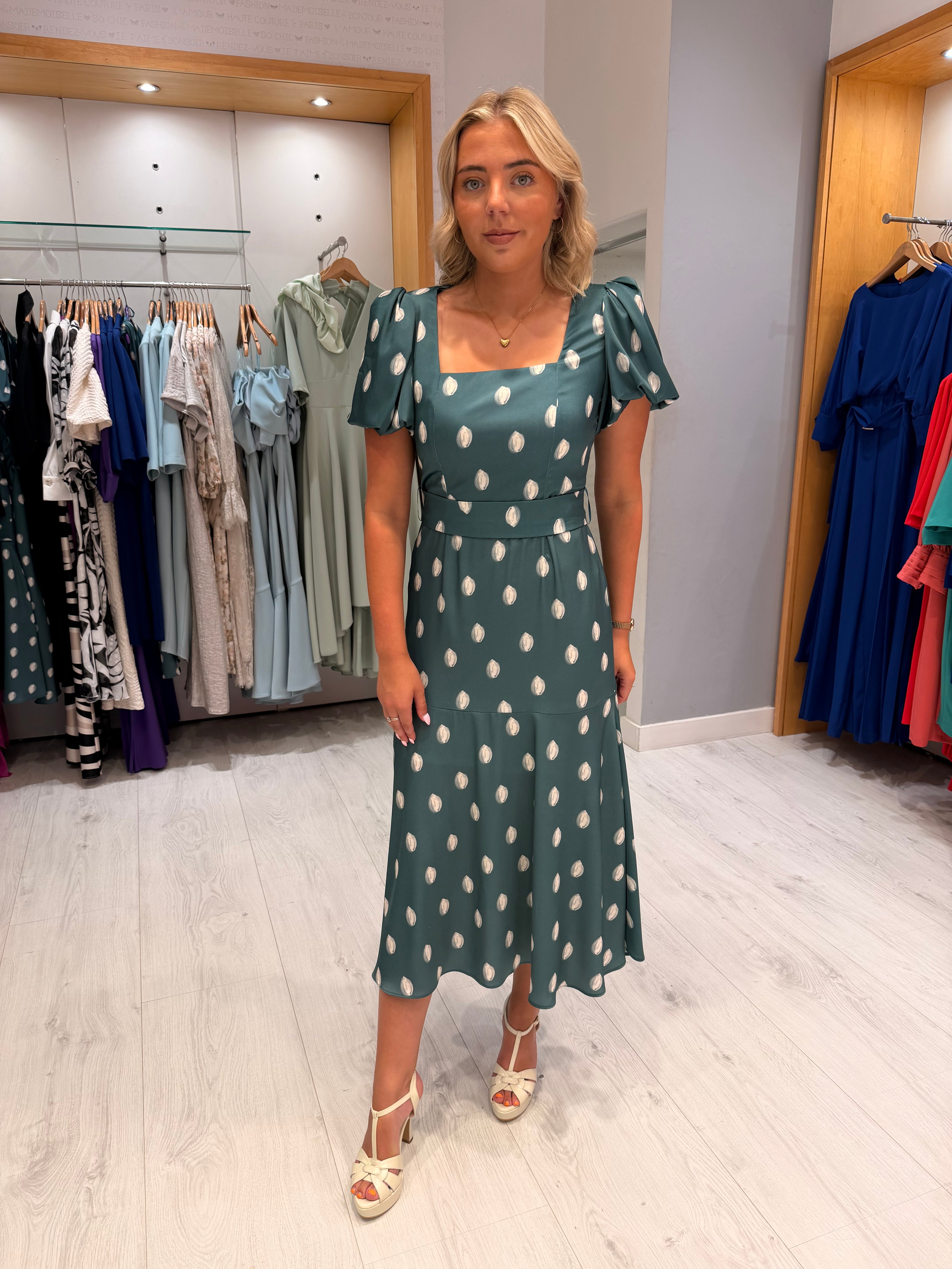 Rolemode Polka Dot Puff Sleeve Dress