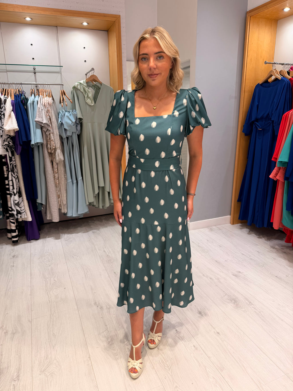 Rolemode Polka Dot Puff Sleeve Dress