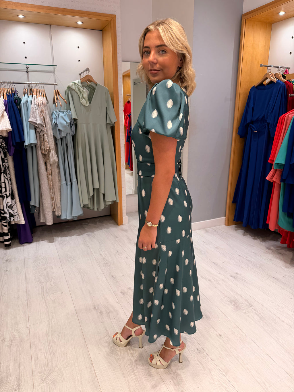 Rolemode Polka Dot Puff Sleeve Dress
