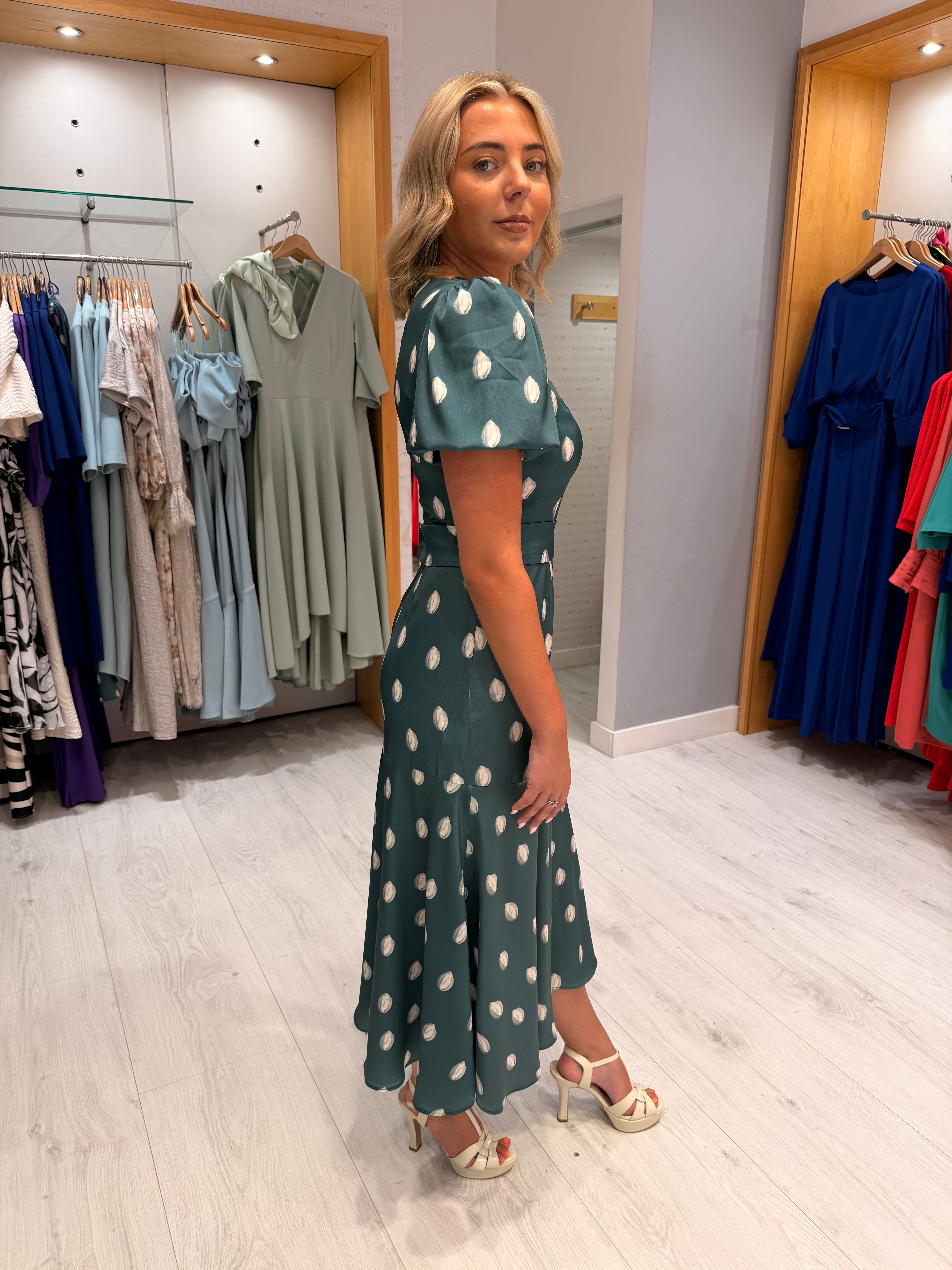 Rolemode Polka Dot Puff Sleeve Dress