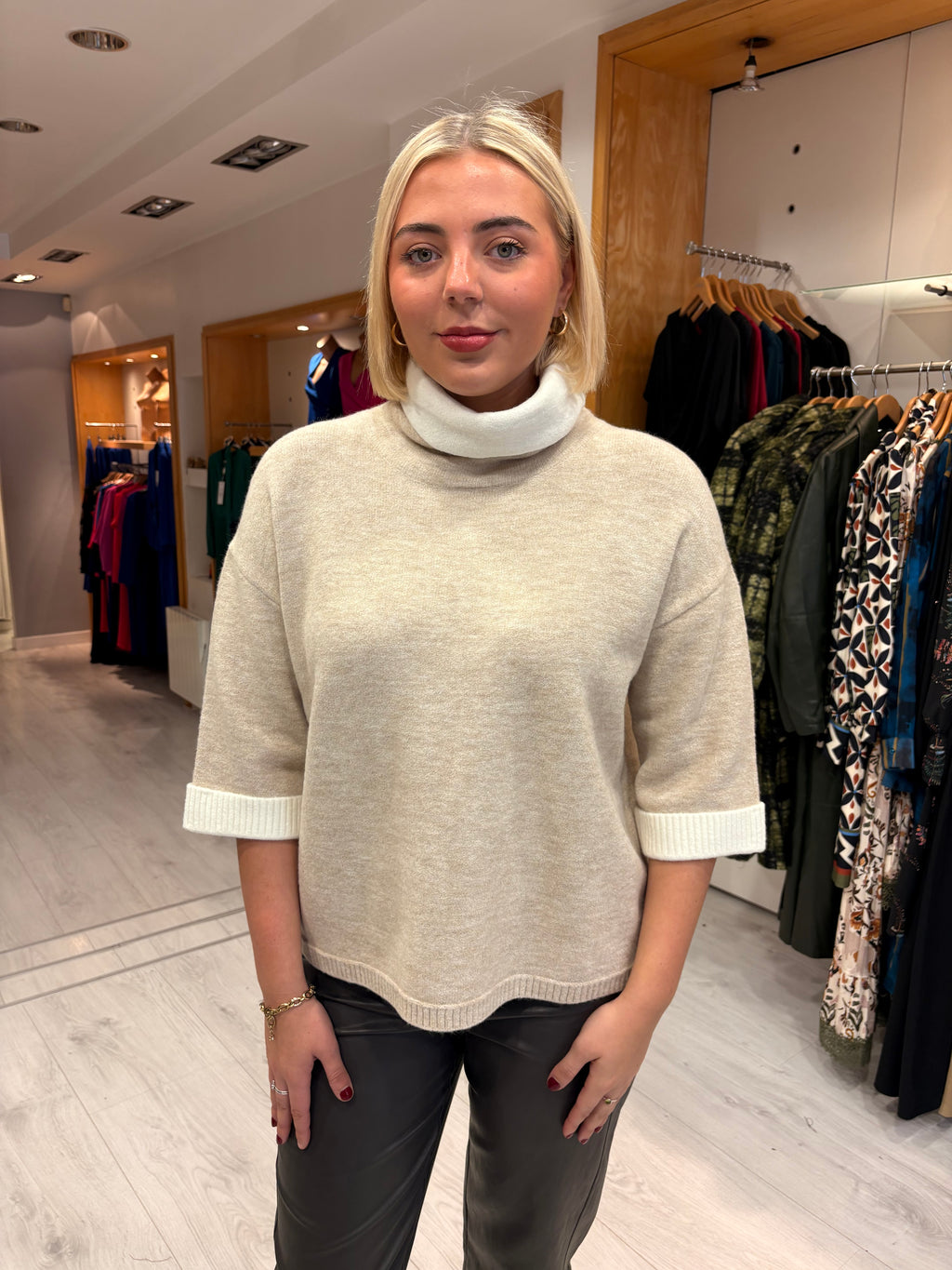 K Design Beige Turtleneck Knit