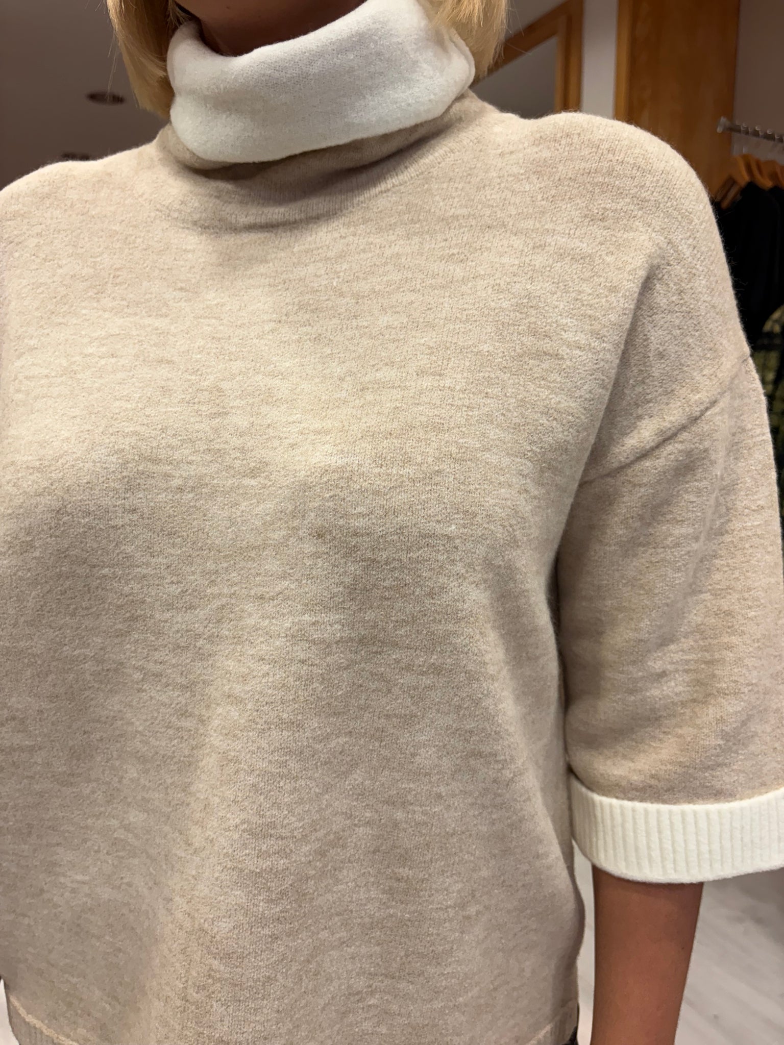 K Design Beige Turtleneck Knit
