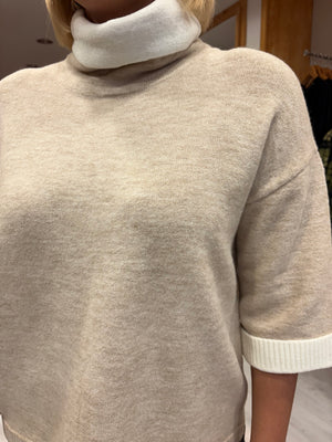K Design Beige Turtleneck Knit