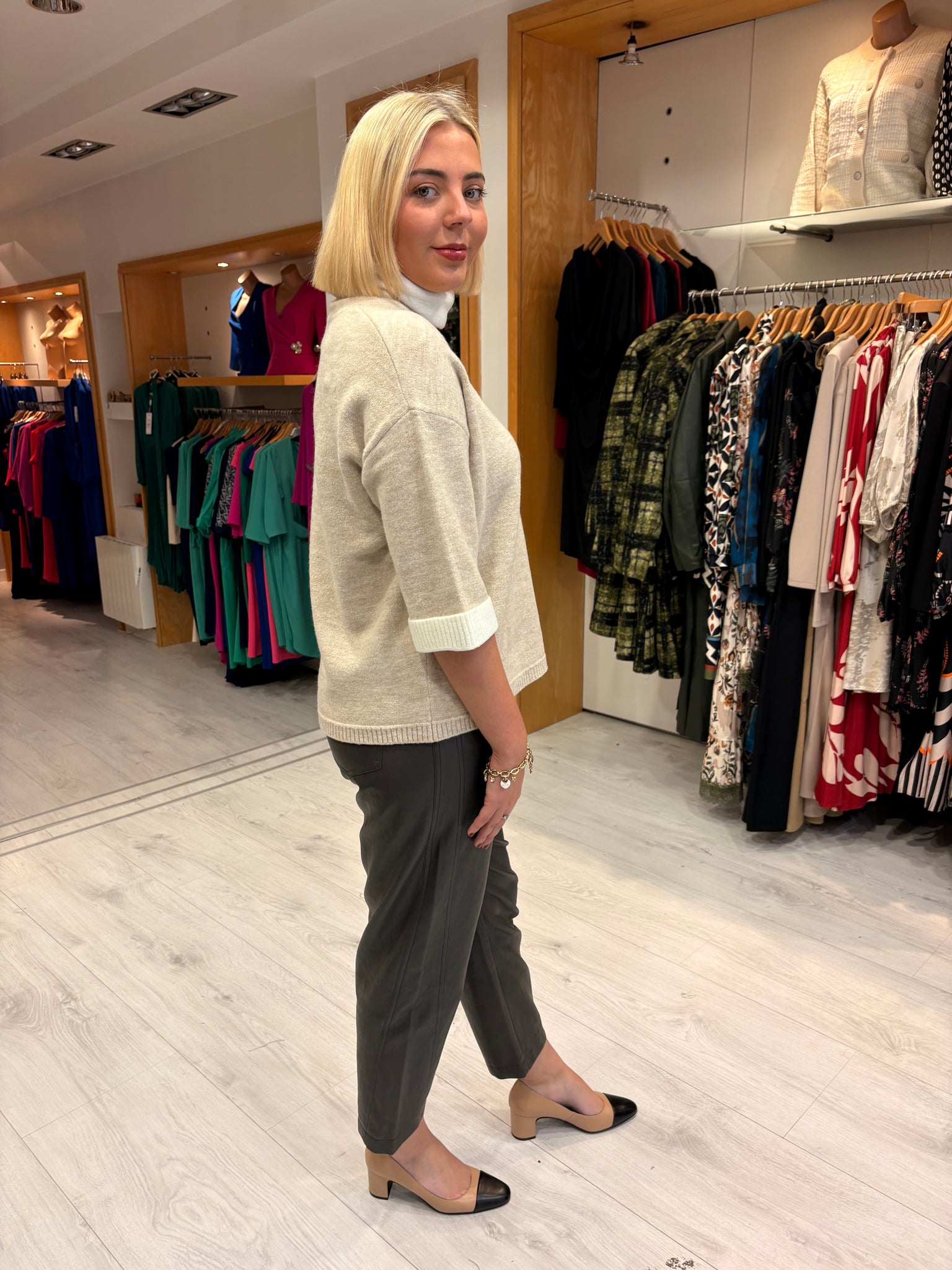 K Design Beige Turtleneck Knit