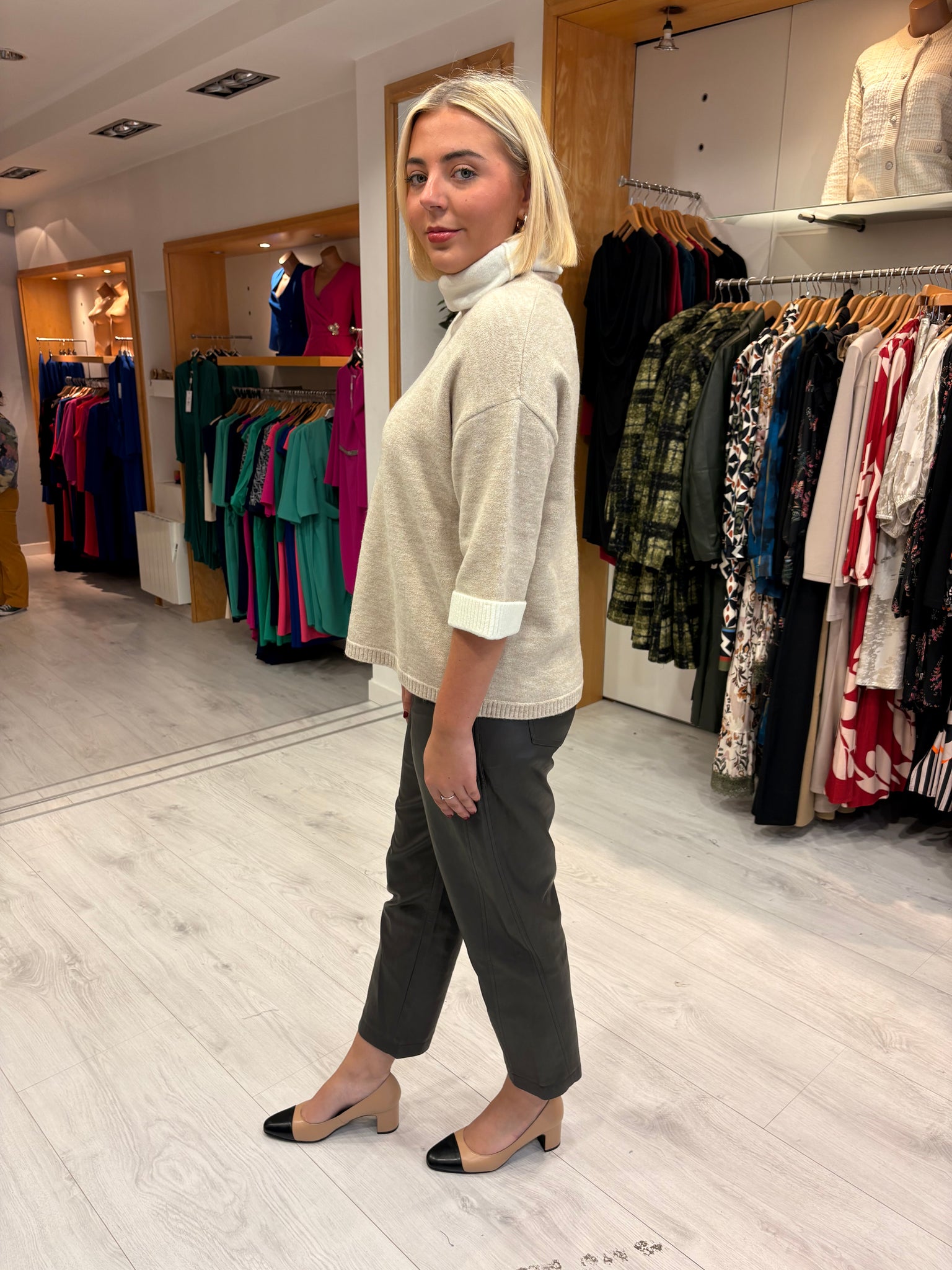 K Design Beige Turtleneck Knit