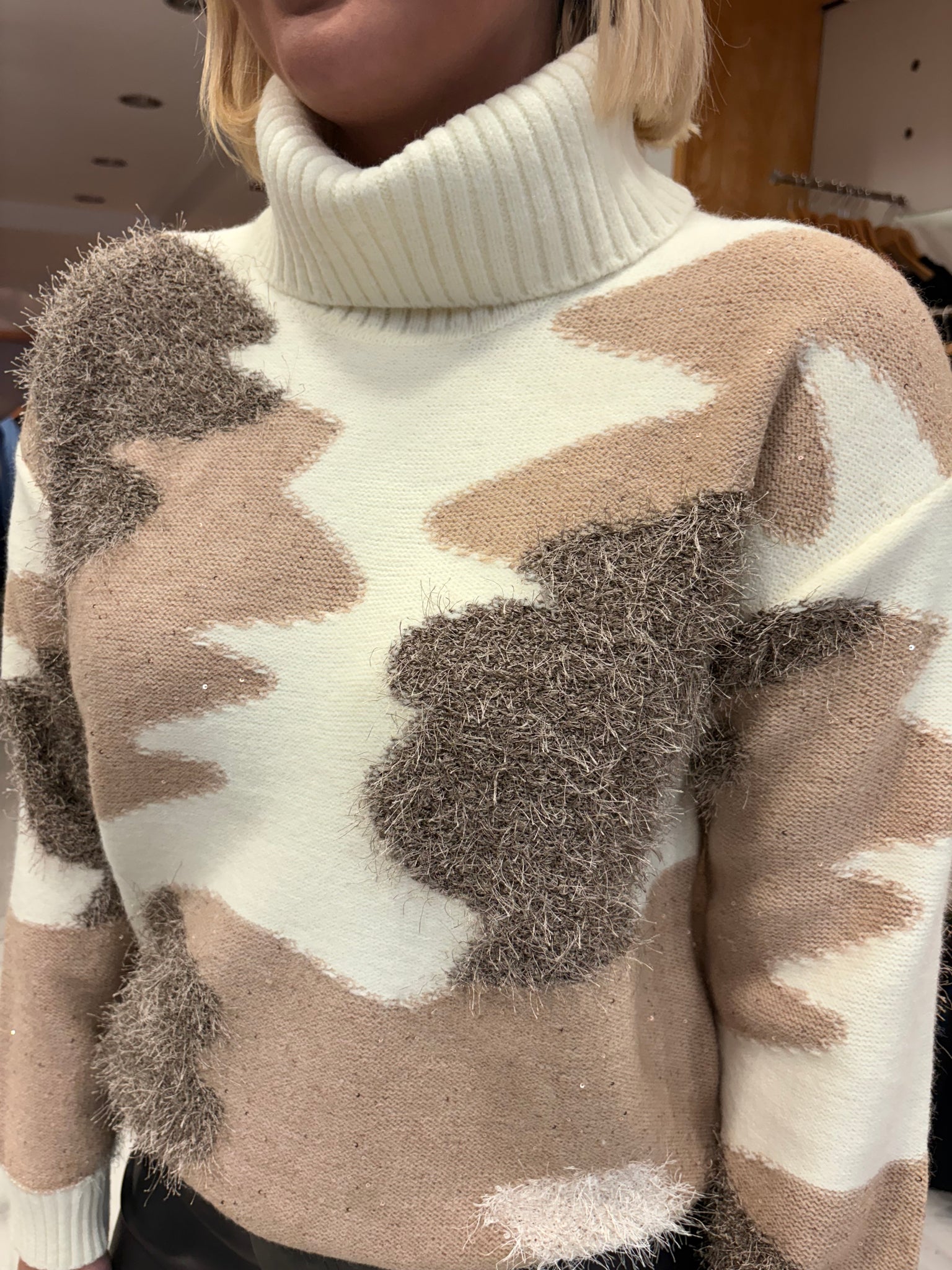 K Design Cream & Taupe Abstract Knit Jumper
