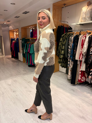 K Design Cream & Taupe Abstract Knit Jumper