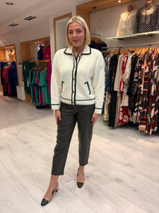 K Design Cream Contrast Trim Cardigan Jacket
