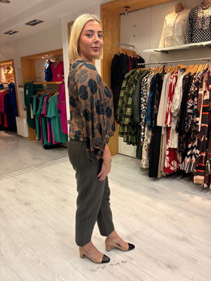 K Design Camel & Black Geometric Print Blouse