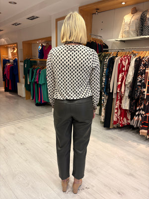 K Design White & Black Print Blouse with Animal Print Accents