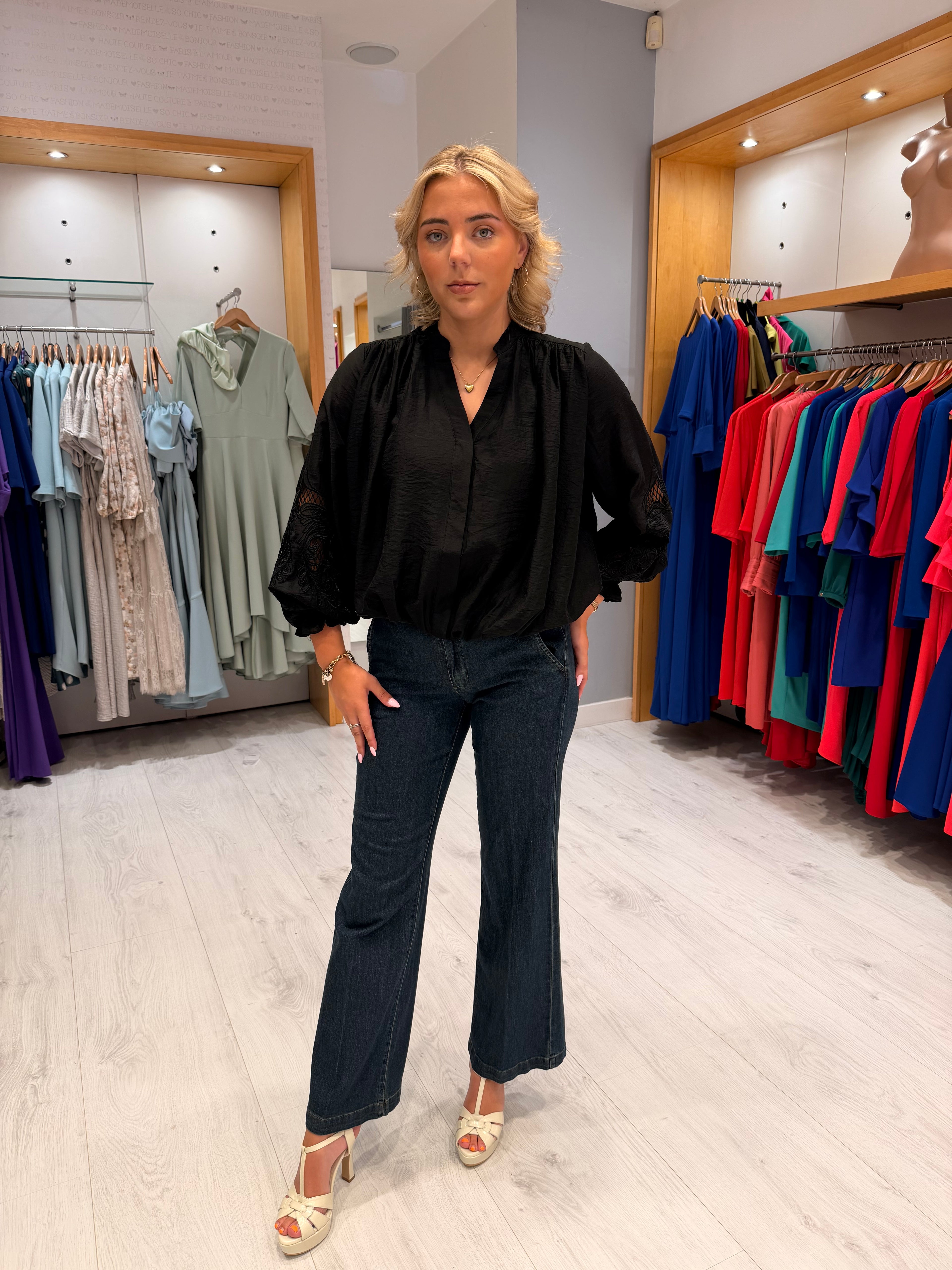 Co'Couture Black Balloon Top